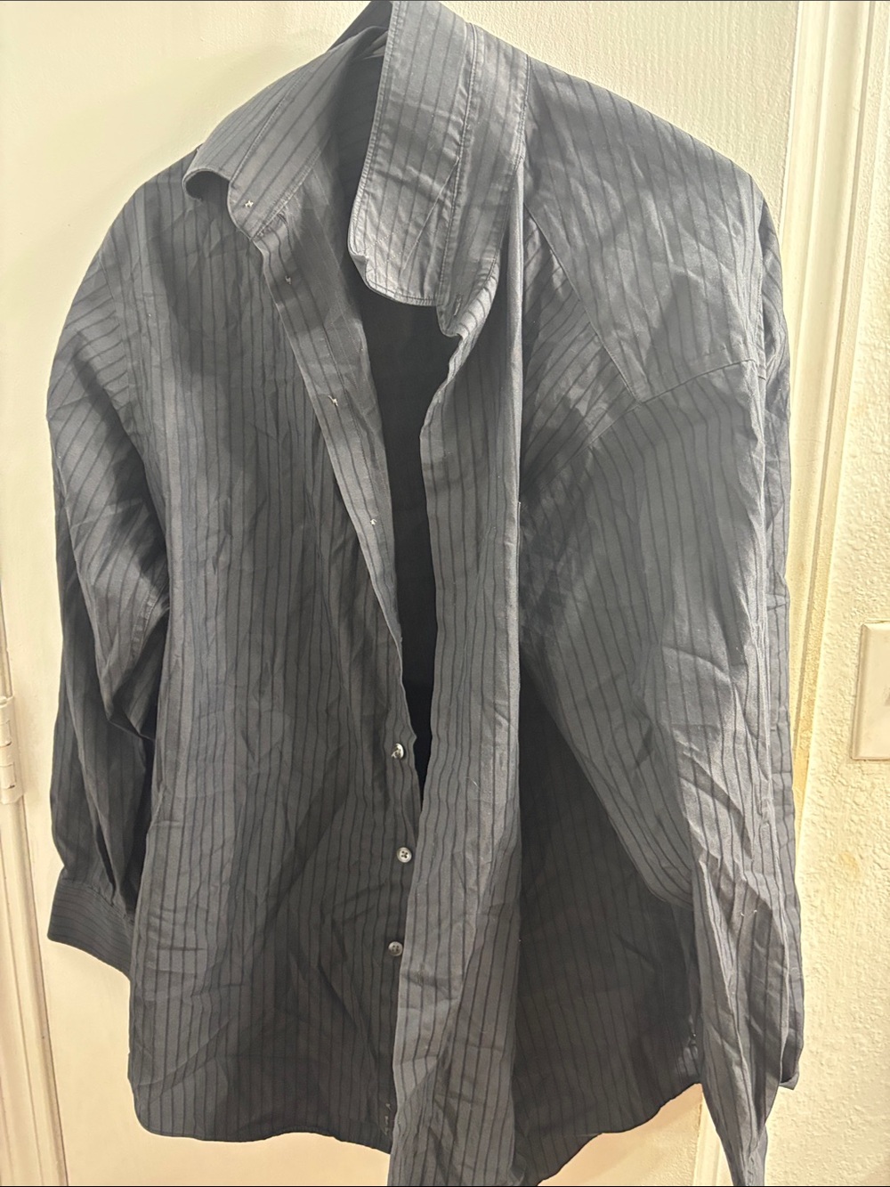 Men's Dark Gray Pinstripe Dress Shirt